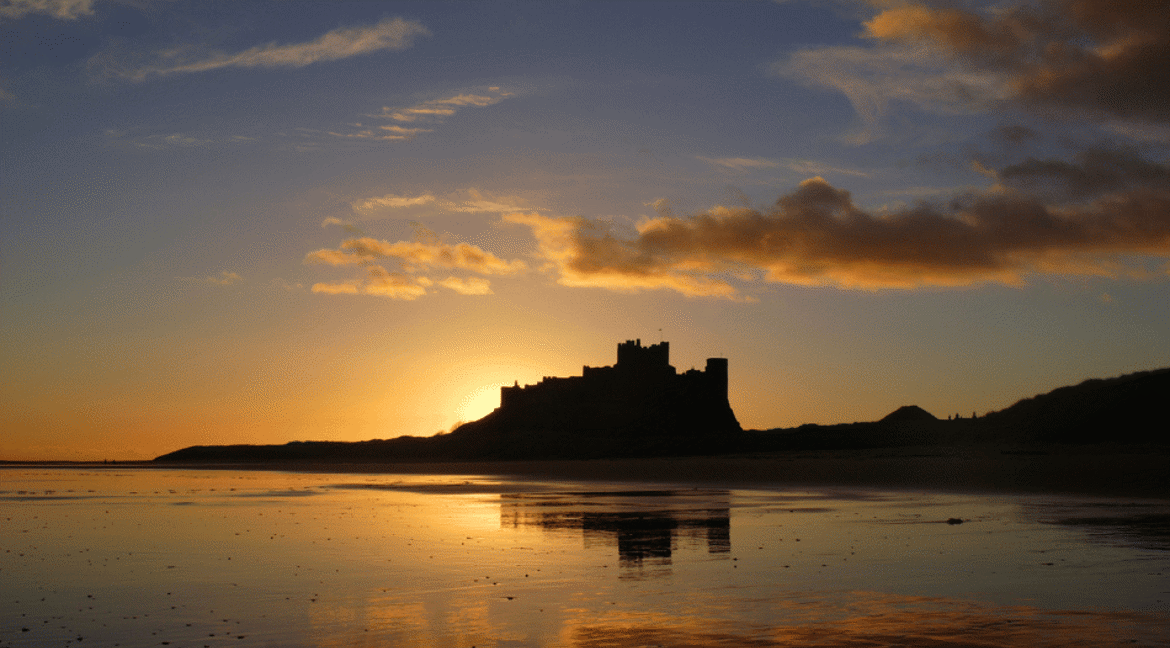 Bamburgh Castle at sunset